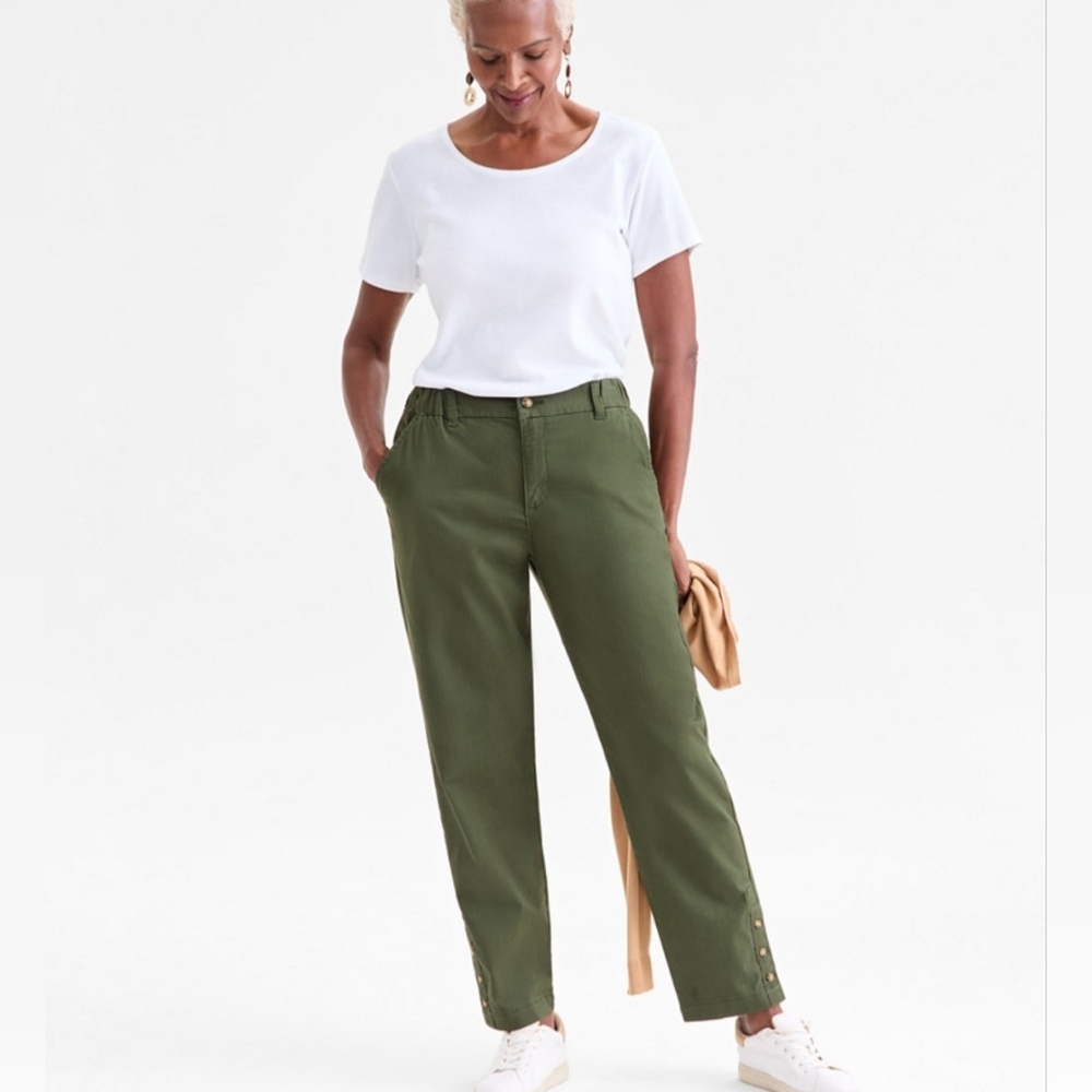 STYLE & CO. WOMEN'S HIGH RISE BUTTON HEM STRAIGHT LEG PANTS SIZE 12
